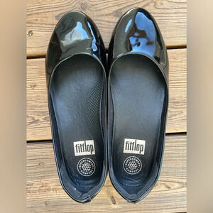 Fitflop Women’s Patent Super Ballerina Slip On Glossy Black Sz 8